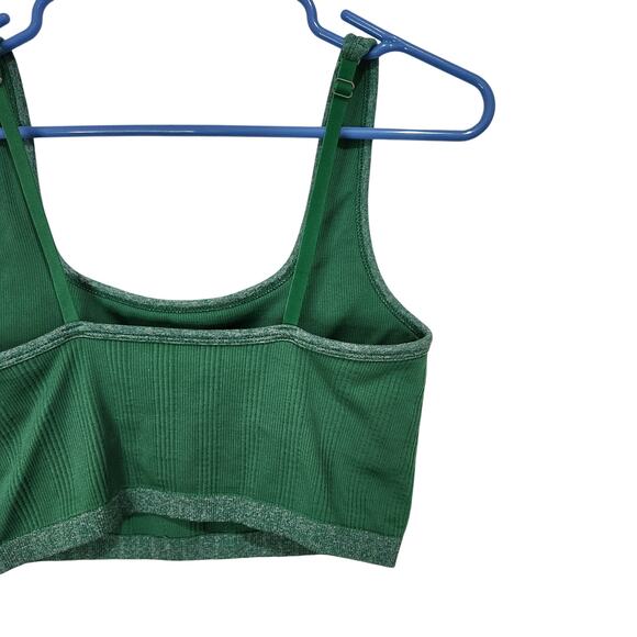 Aerie Green Rib Knit  Unlined Cropped Square Neck Longline Tank Bralette Small - Picture 4 of 9